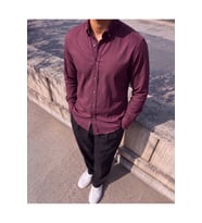 Erkek Standart Kesim Gabardin Kumaş Uzun Kollu Gömlek
