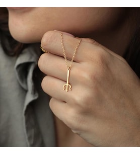 Kişiye Özel Minimal Poseidon Mızrağı Kolye 925K Gümüş (Gold)