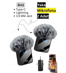 2 Adet F11 Profesyonel Kablosuz Yaka Mikrofonu 3in1 Mikrofon Type-C/Lightning/Jack
