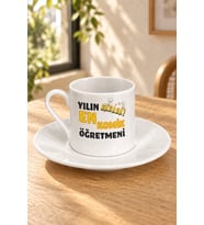Yılın En Komik Öğretmeni Baskılı Tabaklı Türk Kahvesi Fincanı