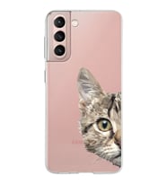 Samsung Galaxy S21 Kapak Catface Tasarımlı Şeffaf Silikon Kılıf