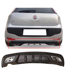 Fiat Punto Evo Difüzör Difizör Siyah + Kare Egzoz Görünüm C Tip