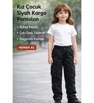Kız Çocuk Kargo Cepli Bel Kısmı Lastikli Kot Pantolon - 11 YAŞ / MAVİ