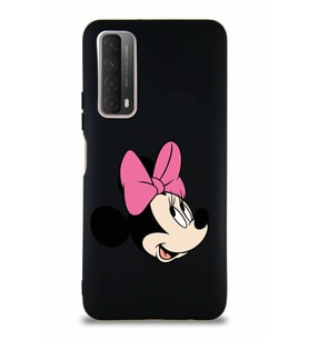 Huawei P Smart 2021 Soft Premier Kapak Minnie Mouse-A Tasarımlı Silikon Kılıf - Siyah (Şeffaf)