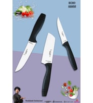 Eco Serisi Mutfak Bıçak Seti Et Ekmek Sebze Pizza Salata Şef Bıçağı 3 Parça Set ( Mft-4527)
