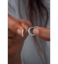 925 Ayar Gümüş 14 Mm Zirkon Taşlı  Küpe