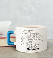 BK Gift Kişiye Özel Babalar Günü Tasarımlı Mavi Kulplu Çay & Kahve Fincanı-8, Babaya Hediye, Babalar Günü Hediyesi