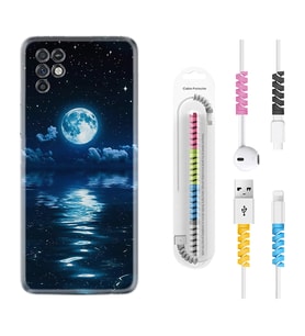 INFINIX Note 11 Pro Note 10 Hot 9 Play Kılıf Kablo Koruma Spiral Silikon Night Moon 1133