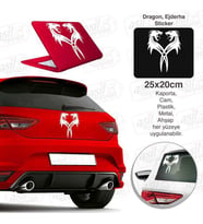 Çift Başlı Dragon, Ejderha Beyaz Sticker Araba, Araç, Oto Etiket, Aksesuar, Tuning, Modifiye, Arma