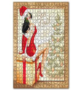 Cakapuzzle Çekici Kadının Noel Kutlaması Görseli Puzzle Yapboz MDF (Ahşap) (120 Parça)