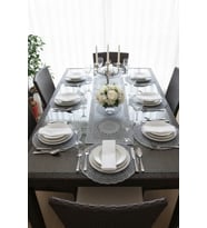 Fransız Dantelli Runner Ve Supla Takımı (1 Runner, 6 Supla) Gri