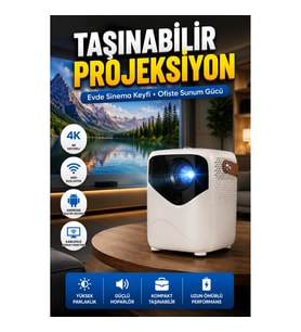 Taşınabilir Android Wifi Destekli 4K Multimedia Projeksiyon Cihazı 64GB HD Ev Ofis Kullanımı