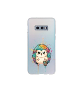 Samsung Galaxy S10e ile Uyumlu Splash Kirpi Tasarımlı Şeffaf Silikon Kılıf