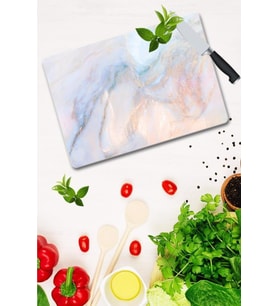 30x40 cm Cam Kesme Tahtası Ezgi Mermer Görünümlü 