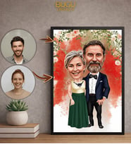 Kişiye Özel Çift Karikatür Çerçeveli Tablo,Kişiye Özel Hediye,Kişiye Özel Tasarım,Sevgililer Günü Hediyesi (Çok Renkli)