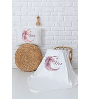 Pia Baby Premium %100 Pamuk Çift Kat Penye Battaniye ve Yastık Kılıfı Yenidoğan Kız Bebek Hediyesi 5065-10 (Ekru)