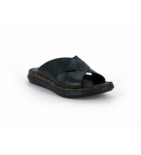 Mammamia D26yt-1355 Kadın Hakiki Deri Günlük Comfort Terlik (Siyah)