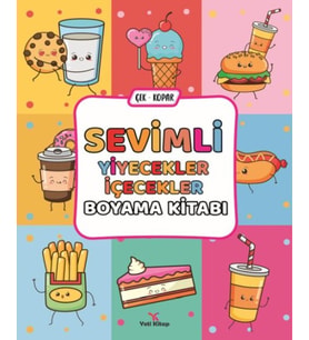 Sevimli Yiyecekler İçecekler Boyama Kitabı