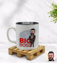 BK Gift Kişiye Özel Erkek Big Boss Karikatürlü İçi Siyah Renkli Kupa Bardak Model 2