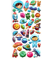 Sticker Kabartmalı Stiker Defter, Planlayıcı Etiket (limlra-025) - 17X9 cm - Uzay, Astronot