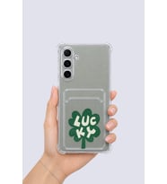 Samsung Galaxy A54 Kartlıklı Lucky Yonca Desenli Kılıf