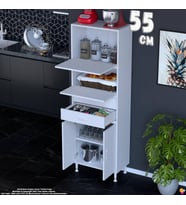 Eliusta Nexa 55 cm 2 Çekmece 4 Kapaklı Çok Amaçlı Mutfak, Bakliyat ve Kahve Köşesi Banyo Dolabı 55x181x32 cm