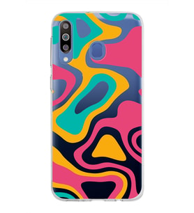 Samsung Galaxy M30 Kapak Renkli Desen Tasarımlı Şeffaf Silikon Kılıf