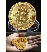 Bitcoin Hatıra Parası – Altın Renk Metal Koleksiyon Parası – Kripto Para Temalı Dekoratif Coin (Sarı)