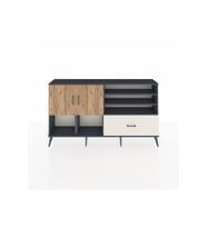 Arges Konsol 7 Raflı Tek Çekmeceli 2 Kapaklı 176x30x99 Antrasit-Çam/Aytaşı