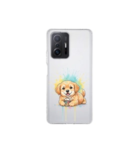 Xiaomi Mi 11T ile Uyumlu Splash Köpek Tasarımlı Şeffaf Silikon Kılıf