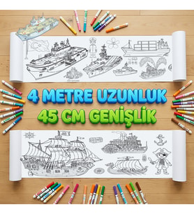 Çocuklar İçin Eğitici 4 Metre Dev Aktivite Rulosu Gemiler 45 Cm Genişliğinde