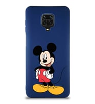 Xiaomi Redmi Note 9 Pro Soft Premier Kapak Mickey Mouse-E Tasarımlı Silikon Kılıf - Lacivert (Şeffaf)
