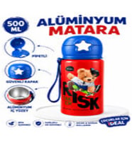 Alüminyum Matara 500 ML Çocuk Su Matarası Pipetli Sızdırmaz Dayanıklı Taşıma İpli