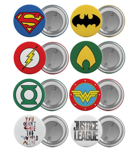 Adalet Birliği Çanta Rozeti Seti Justice League 8 Adet En Büyük Boy 5.8cm İğneli Broş