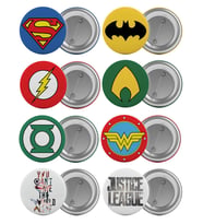 Adalet Birliği Çanta Rozeti Seti Justice League 8 Adet En Büyük Boy 5.8cm İğneli Broş
