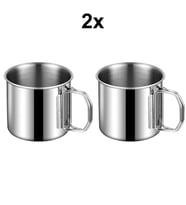 Çelik 2 Adet 330 ml. Katlanır Kulp Kahve Kamp Bardağı Fincanı cin573-2