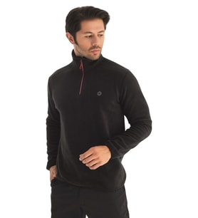 Crozwise Yarım Fermuarlı - Erkek Siyah Spor Polar - 6036-10