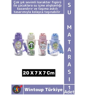 #SuMatarası Ofis Okul Spor Çocuk Su İçme Alışkanlığı Kazanma Sevimli 3D Figürlü Askılı Su Matarası