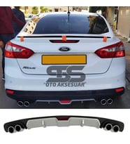 Ford Focus 3 Difüzör Arka Tampon Eki 4 Egzoz Çıkışlı Gri