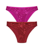 2 Li Paket Önü Dantelli M Beden Kadın Fantezi Bikini Külot (Çok Renkli)