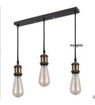 MYLİGHTS  RETRO  VİNTAGE RUSTİK MASA ÜSÜTÜ SIRALI  60 CM ÜÇLÜ SARKIT AVİZE (Siyah)