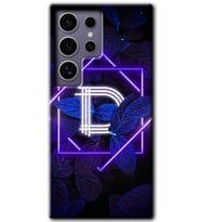 Galaxy S24 Ultra Kılıf HD Desen Baskılı Kılıf - Dark Neon Yaprak D Harfi