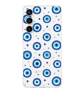 PrintiFy Samsung Galaxy S23 Fe ile Uyumlu Nazar Boncuğu 1  Kamera Korumalı Şeffaf Silikon Kılıf