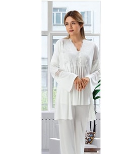 BirolGaye Duchesse 3007 Ecru 3 Lü Lohusa Pijama Tk (Ekru)