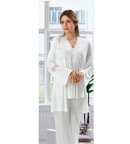 BirolGaye Duchesse 3007 Ecru 3 Lü Lohusa Pijama Tk (Ekru)