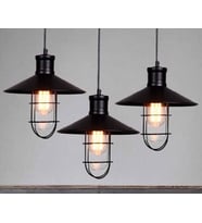 MYLİGHTS  RETRO ÜÇLÜ MASA ÜSÜT SARKIT AVİZE KAFES  60 CM (Siyah)