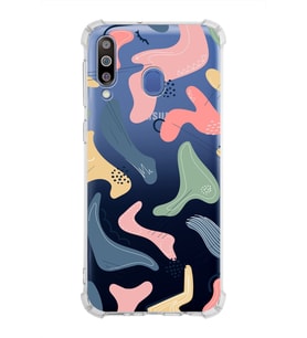 Samsung Galaxy M30  Köşe Korumalı Antişok Kapak Abstract Tasarımlı Şeffaf Silikon Kılıf