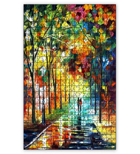 Cakapuzzle Ağaçlı Parkta Çift Yağlıboya Puzzle Yapboz MDF (Ahşap) (120 Parça)