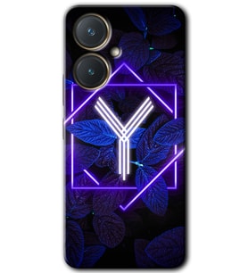 Vivo Y27 Kılıf HD Desen Baskılı Kılıf - Dark Neon Yaprak Y Harfi
