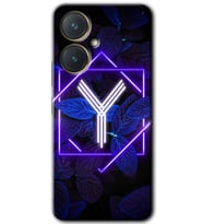 Vivo Y27 Kılıf HD Desen Baskılı Kılıf - Dark Neon Yaprak Y Harfi